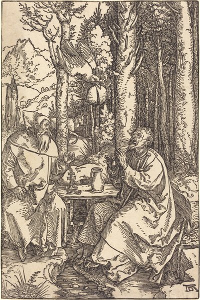 San Antonio y San Pablo en el desierto de Albrecht Dürer