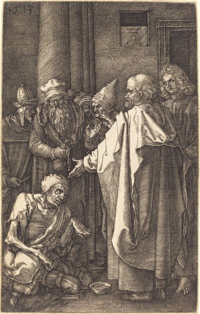 San Pedro y San Juan curando a un lisiado en la puerta del templo de Albrecht Dürer