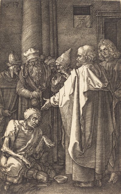 San Pedro y San Juan Sanando a un Lisiado en la Puerta del Templo de Albrecht Dürer