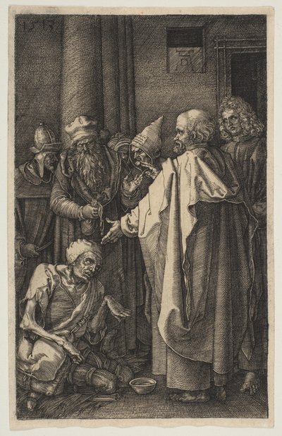 San Pedro y San Juan en la puerta del templo, de La Pasión, 1513 de Albrecht Dürer