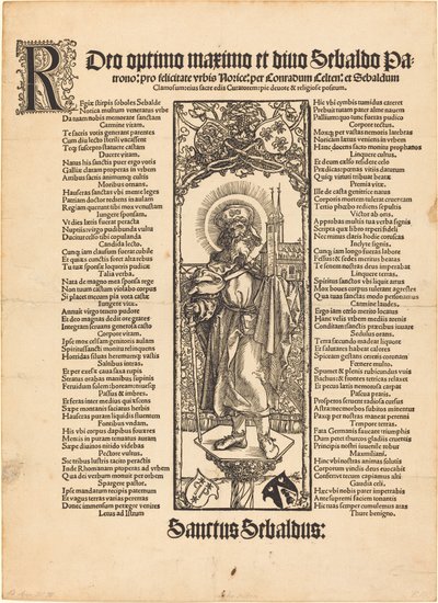 San Sebaldo de pie en una columna de Albrecht Dürer