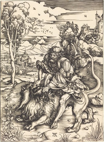 Sansón luchando con el león de Albrecht Dürer
