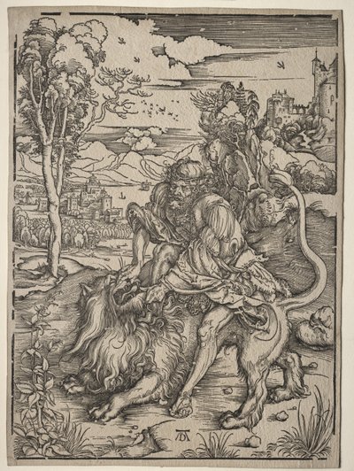 Sansón matando al león de Albrecht Dürer
