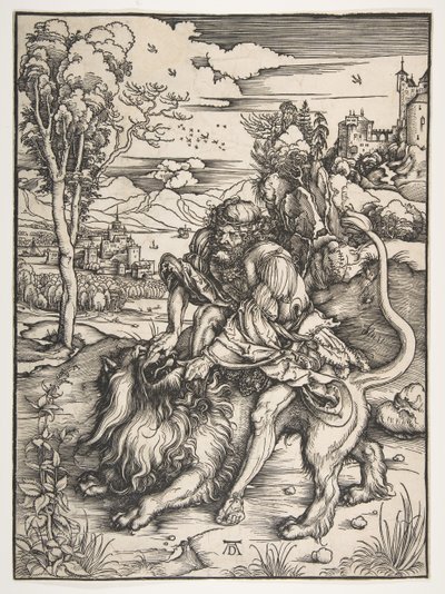 Sansón Desgarrando al León, ca. 1497-98. de Albrecht Dürer