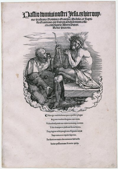 El Hombre de Dolores y el soldado mercenario, hoja 1 [portada] de la serie «La Gran Pasión» de Albrecht Dürer
