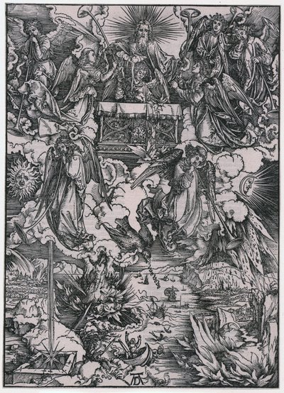 Siete ángeles con trompetas, figura VI, lámina 8 de la serie «El Apocalipsis» de Albrecht Dürer