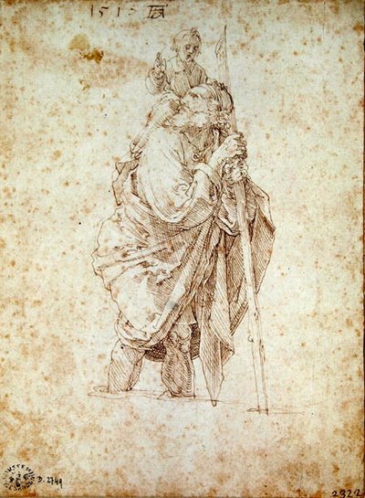 San Cristóbal Llevando al Niño Cristo, 1515 de Albrecht Dürer