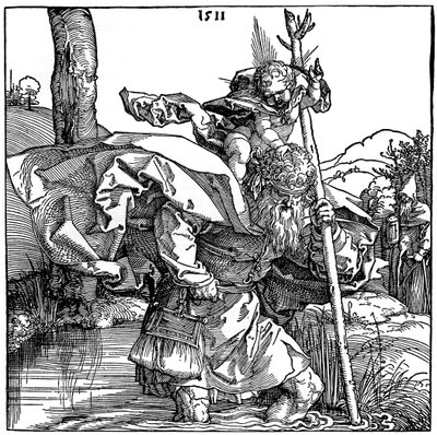 San Cristóbal llevando al Niño Cristo, 1511, 1936 de Albrecht Dürer