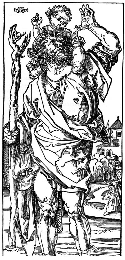 San Cristóbal llevando al Niño Cristo, 1525, 1936 de Albrecht Dürer