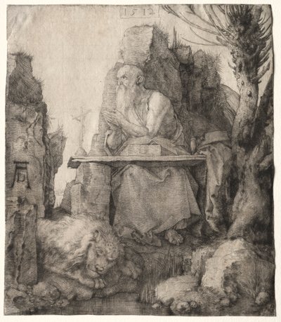 San Jerónimo sentado cerca de un sauce, 1512 de Albrecht Dürer