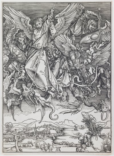 San Miguel luchando contra el dragón, de la serie “El Apocalipsis” de Albrecht Dürer