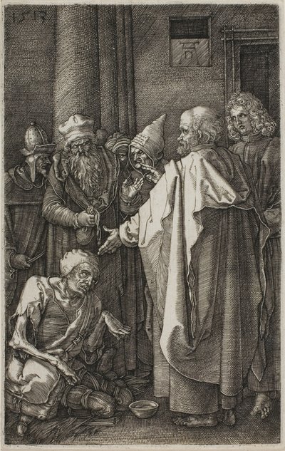 San Pedro y San Juan curando al lisiado, de La Pasión Grabada de Albrecht Dürer