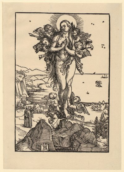 Hoja de estudio con cinco figuras de Albrecht Dürer