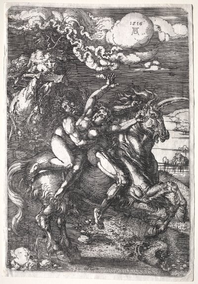 El rapto en un unicornio de Albrecht Dürer