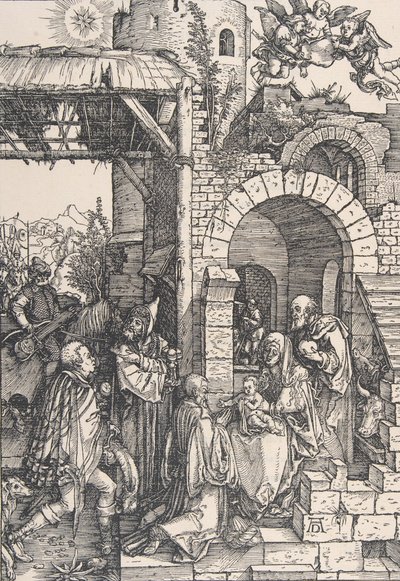 La Adoración de los Magos, de la serie La Vida de la Virgen, ca. 1502 de Albrecht Dürer