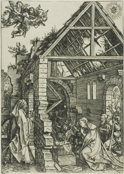 La adoración de los pastores, de La vida de la Virgen de Albrecht Dürer