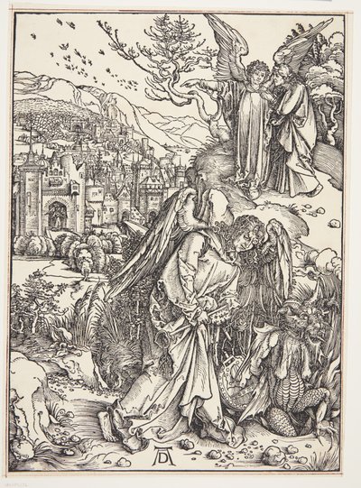 El ángel mostrando a San Juan la Nueva Jerusalén de Albrecht Dürer