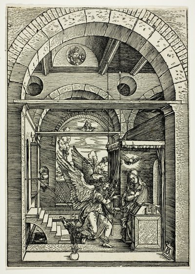 La Anunciación, de La Vida de la Virgen de Albrecht Dürer