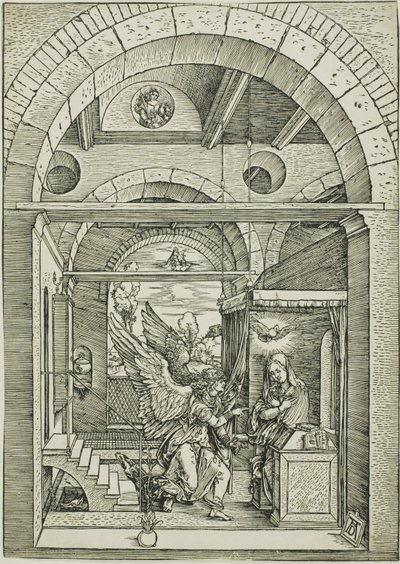 La Anunciación, de La Vida de la Virgen de Albrecht Dürer
