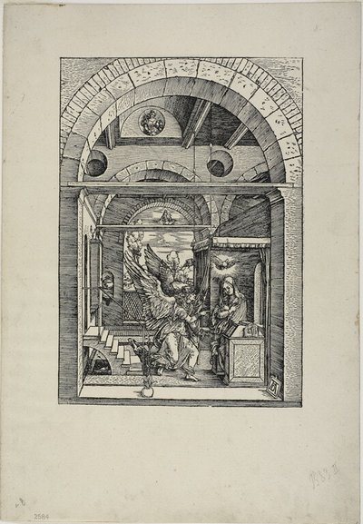 La Anunciación, de La vida de la Virgen de Albrecht Dürer