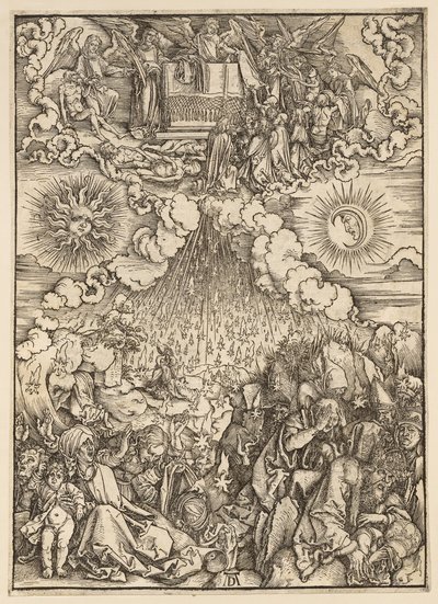 El Apocalipsis: la apertura del quinto y sexto sello de Albrecht Dürer