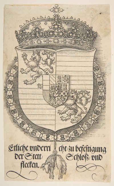 Las armas de Fernando I, Rey de Hungría y Bohemia de Albrecht Dürer