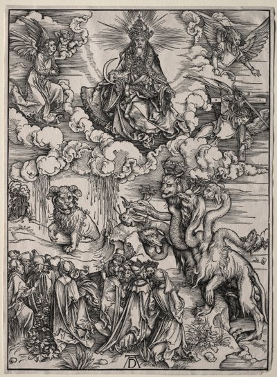 La bestia con siete cabezas y la bestia con cuernos de cordero de Albrecht Dürer