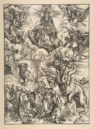 La bestia con dos cuernos como un cordero, de El Apocalipsis, Edición Latina de Albrecht Dürer