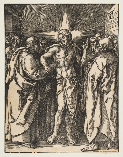 El incrédulo Tomás, de La pequeña pasión, ca. 1510 de Albrecht Dürer