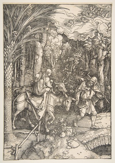 La huida a Egipto, de La vida de la Virgen, de la edición latina, 1511 de Albrecht Dürer