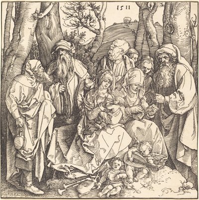 La Sagrada Familia con dos ángeles músicos de Albrecht Dürer