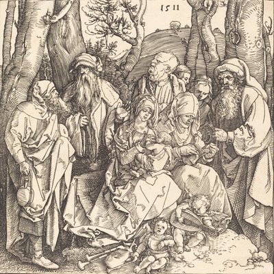 La Sagrada Familia con dos ángeles músicos, 1511 de Albrecht Dürer