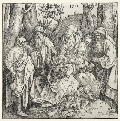 La Sagrada Familia con Dos Ángeles Músicos de Albrecht Dürer