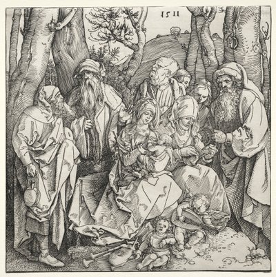 La Sagrada Familia con dos ángeles músicos, 1511 de Albrecht Dürer