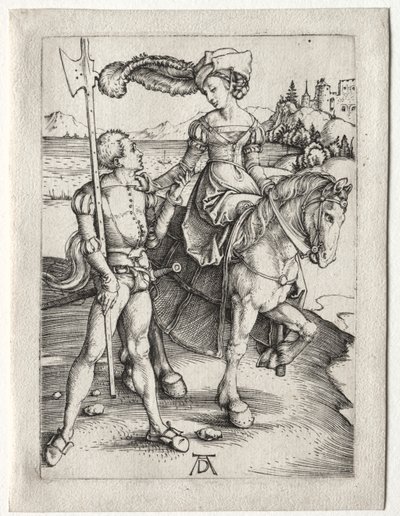 La dama montando y el lansquenete de Albrecht Dürer
