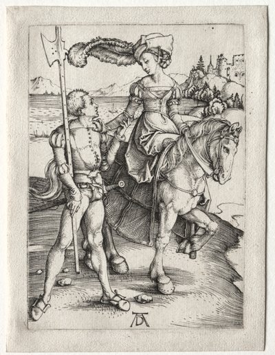 La Dama Montando y el Landsknecht, c. 1497 de Albrecht Dürer