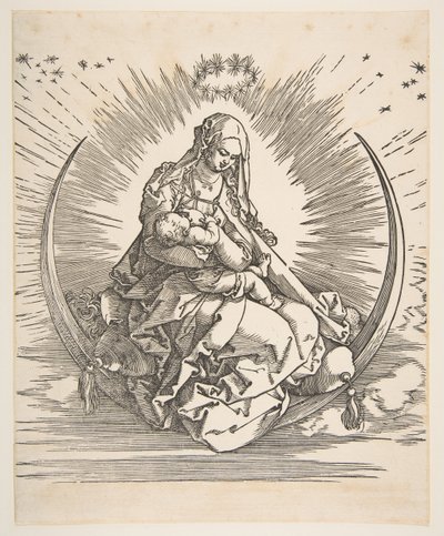 La Madonna en el Creciente, Frontispicio de La Vida de la Virgen, ca. 1511 de Albrecht Dürer