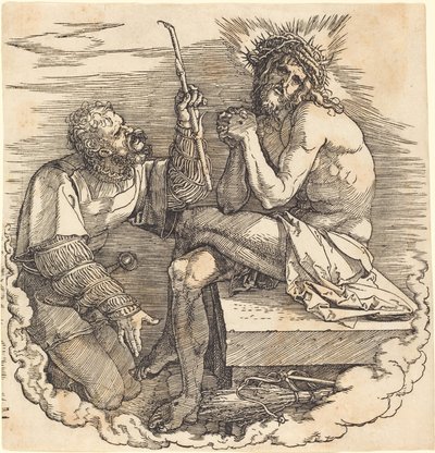 El hombre de dolores burlado por un soldado de Albrecht Dürer