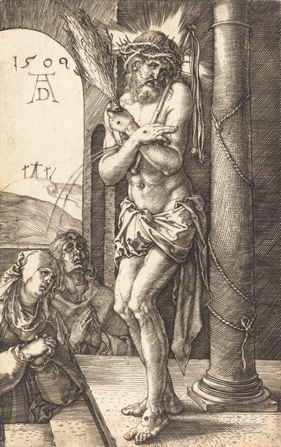 El hombre de dolores de pie junto a la columna, 1509 de Albrecht Dürer