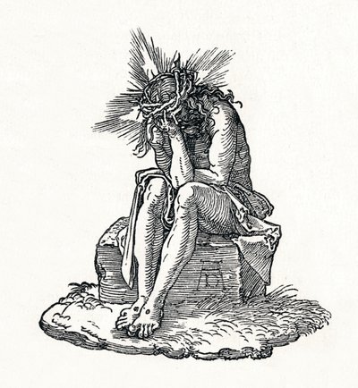 El Hombre de los Dolores. Página de título a la Pequeña Pasión, c1511, 1906 de Albrecht Dürer