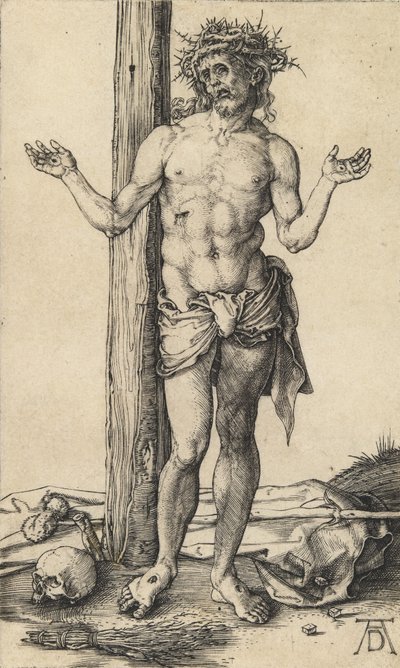 El hombre de dolores con los brazos extendidos, c. 1500 de Albrecht Dürer