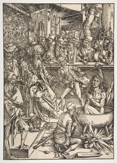 El martirio de San Juan, de El Apocalipsis, edición latina 1511, ca. 1496 de Albrecht Dürer