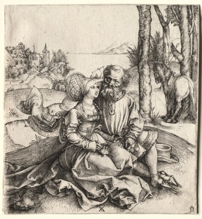 La oferta de amor o la pareja mal emparejada, 1495-1496 de Albrecht Dürer