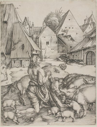El hijo pródigo entre los cerdos de Albrecht Dürer