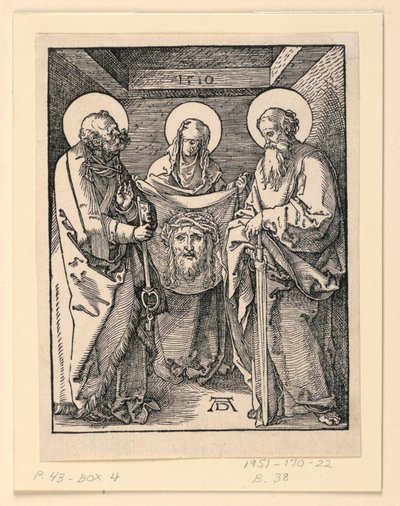 El Sudario (Santos Verónica, Pedro y Pablo), de la Serie La Pequeña Pasión de Albrecht Dürer