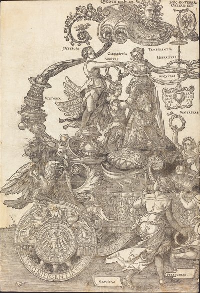 El carro triunfal de Maximiliano I El gran carro triunfal [lámina 1 de 8], 1523 ed. latina de Albrecht Dürer