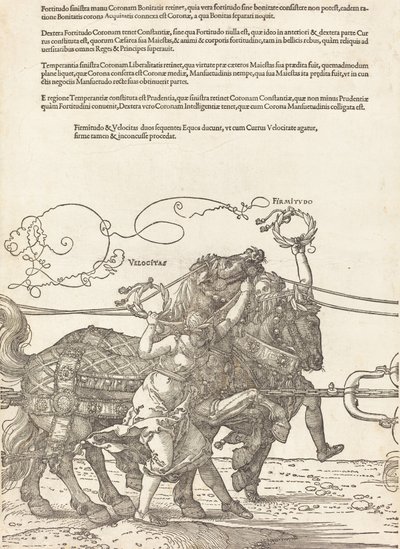 El carro triunfal de Maximiliano I El gran carro triunfal [placa 5 de 8], edición en latín de 1523 de Albrecht Dürer