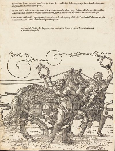 El carro triunfal de Maximiliano I El gran carro triunfal [placa 6 de 8], 1523 ed. latina de Albrecht Dürer