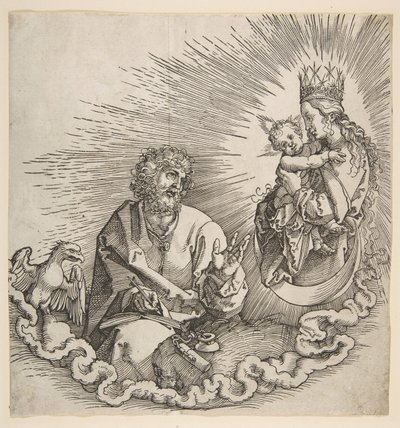 La Virgen apareciendo a San Juan, Frontispicio del Apocalipsis, 1511 de Albrecht Dürer