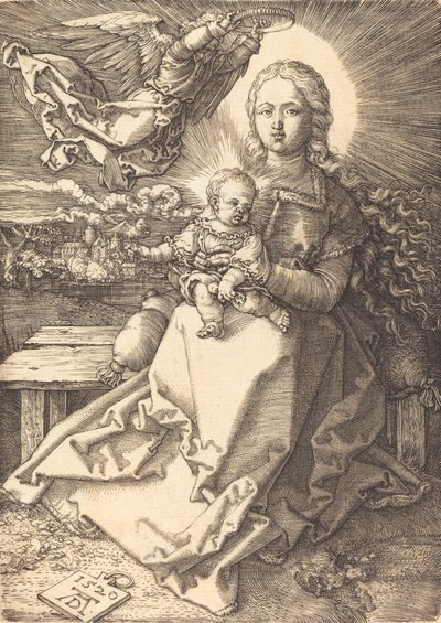 La Virgen y el Niño coronados por un ángel, 1520 de Albrecht Dürer